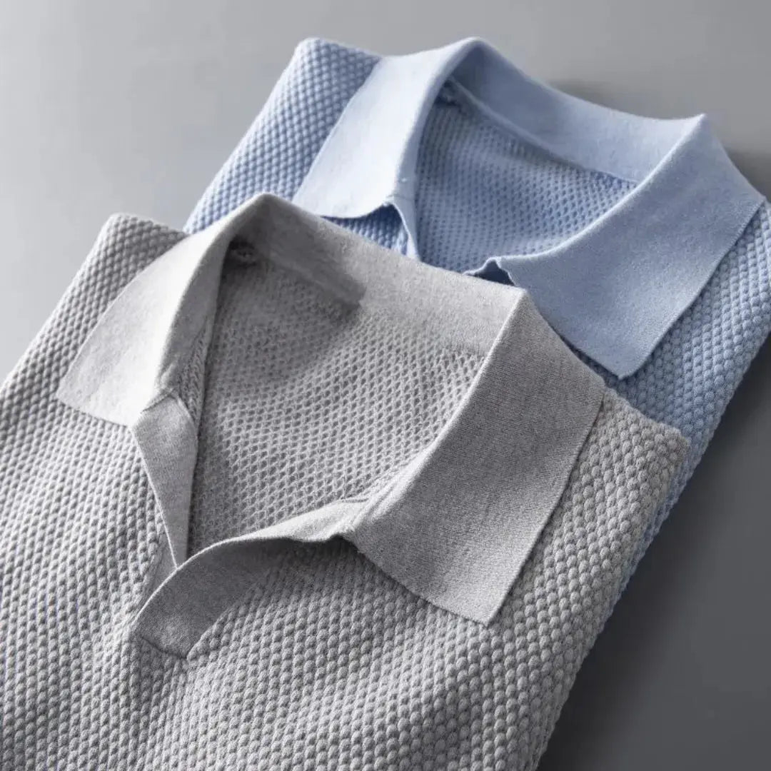 Enzo Bellamy | Textured Knit Polo Shirt For Men