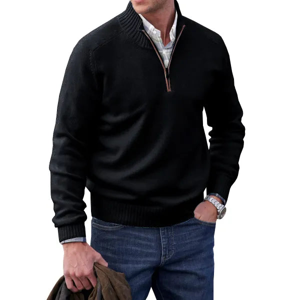 Enzo Bellini | Luxury Quarter Zip Knit Sweater For Men