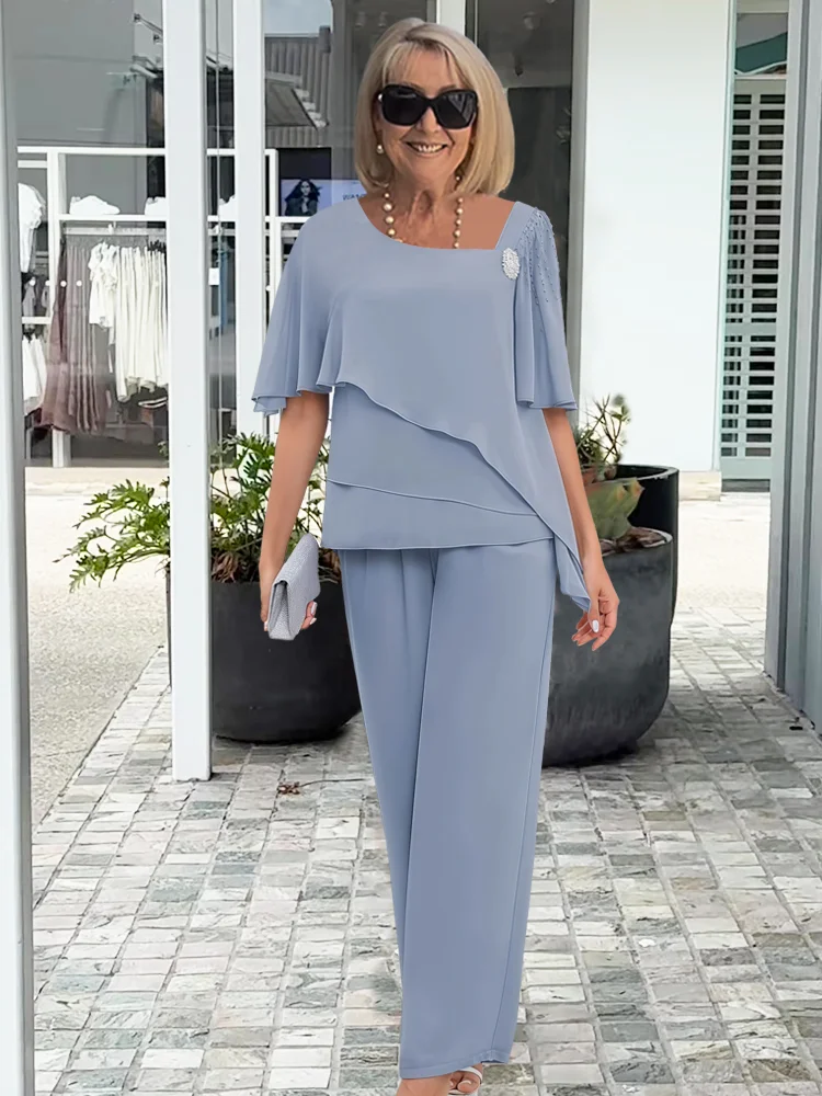 Evelyn Monroe | Elegant Chiffon Trouser Set For Women
