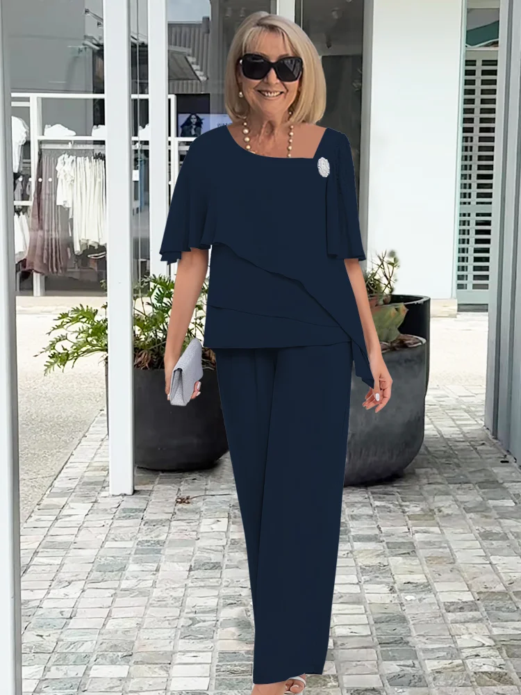 Evelyn Monroe | Elegant Chiffon Trouser Set For Women