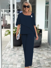 Evelyn Monroe | Elegant Chiffon Trouser Set For Women
