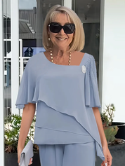 Evelyn Monroe | Elegant Chiffon Trouser Set For Women