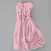 Isabella Laurent | Linen Midi Dress For Women