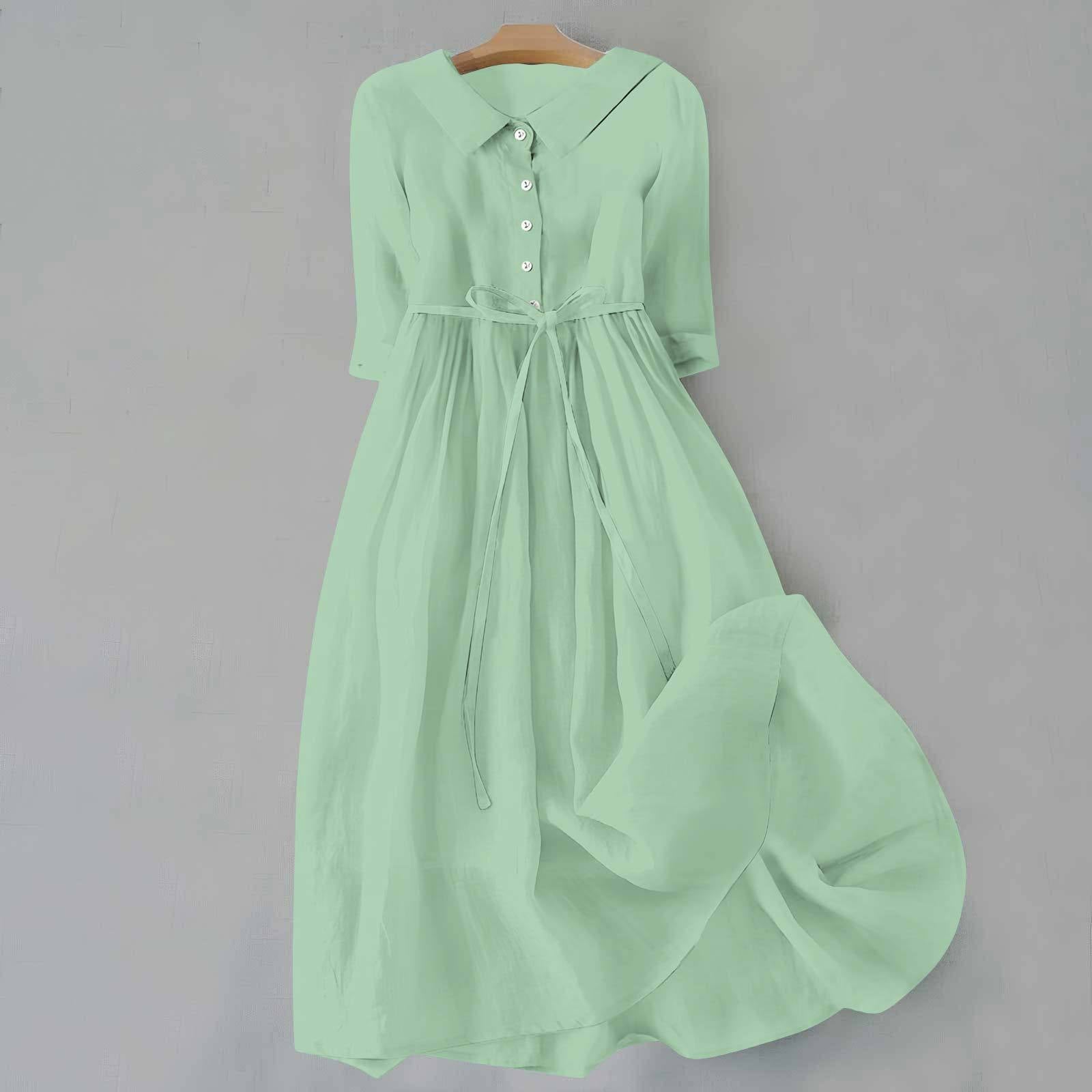 Isabella Laurent | Linen Midi Dress For Women