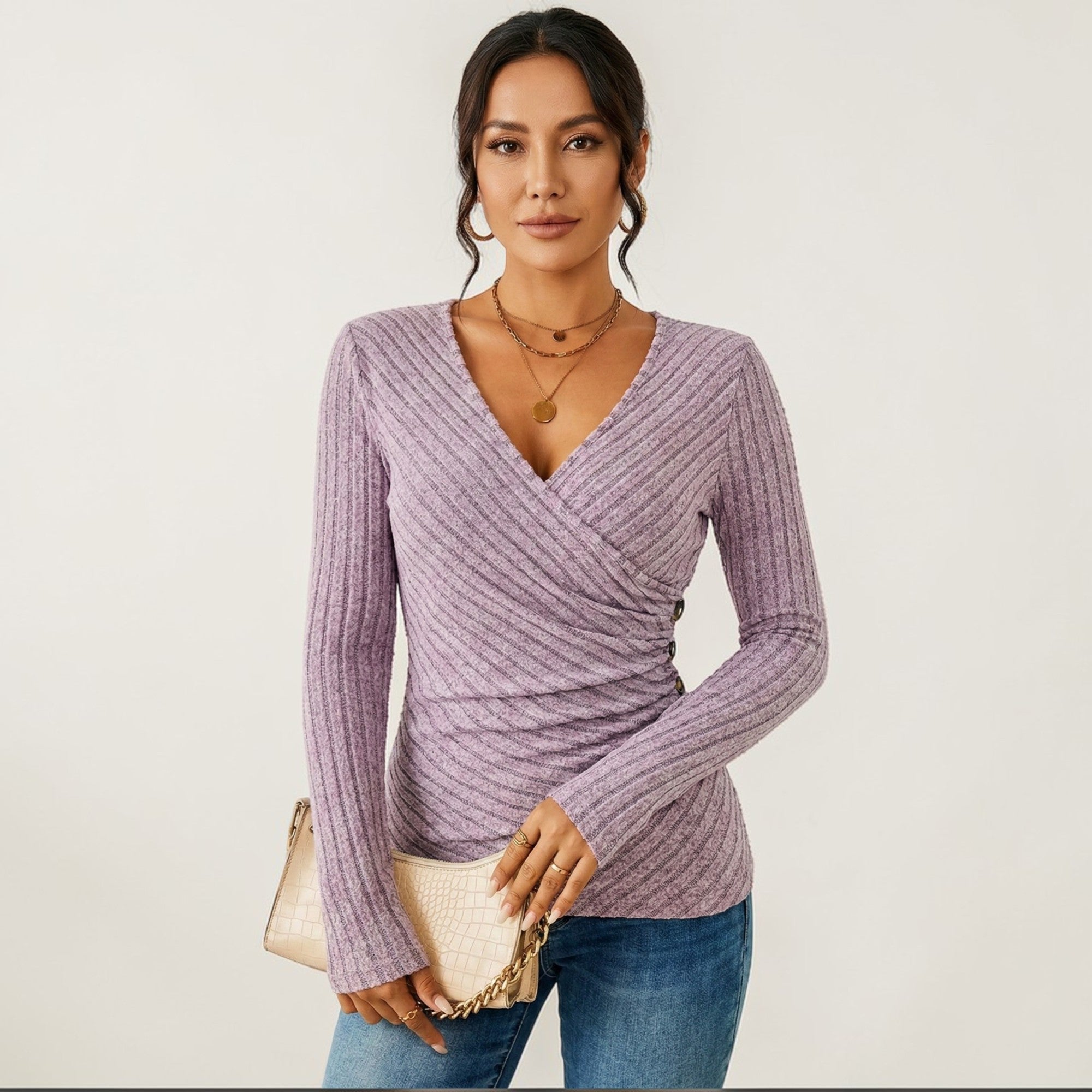 Camille Laurent | Elegant Wrap Knit Top