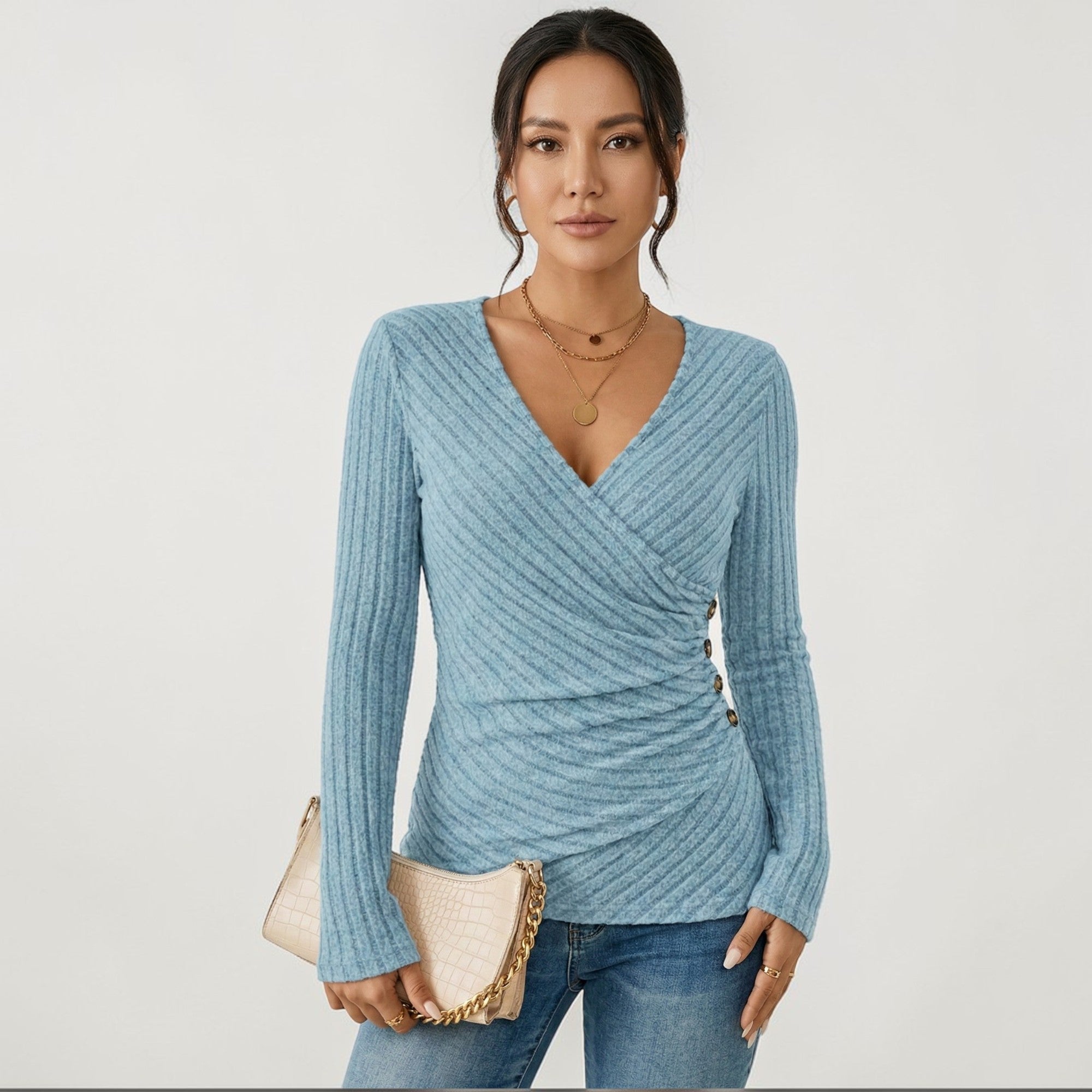 Camille Laurent | Elegant Wrap Knit Top