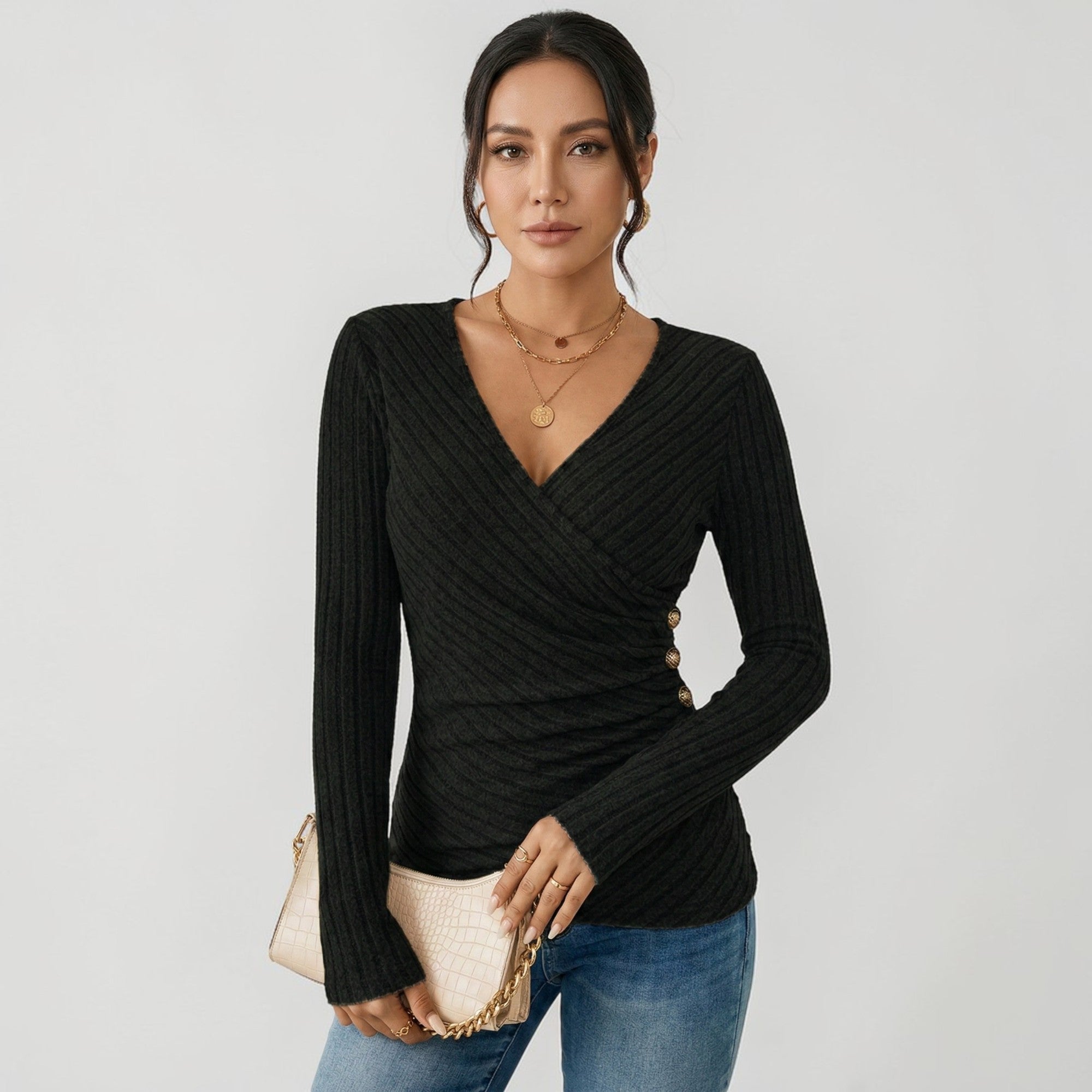 Camille Laurent | Elegant Wrap Knit Top