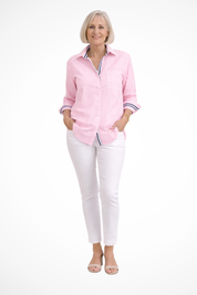 Genevieve Monroe | Pink Striped Classic Cotton Shirt for Women