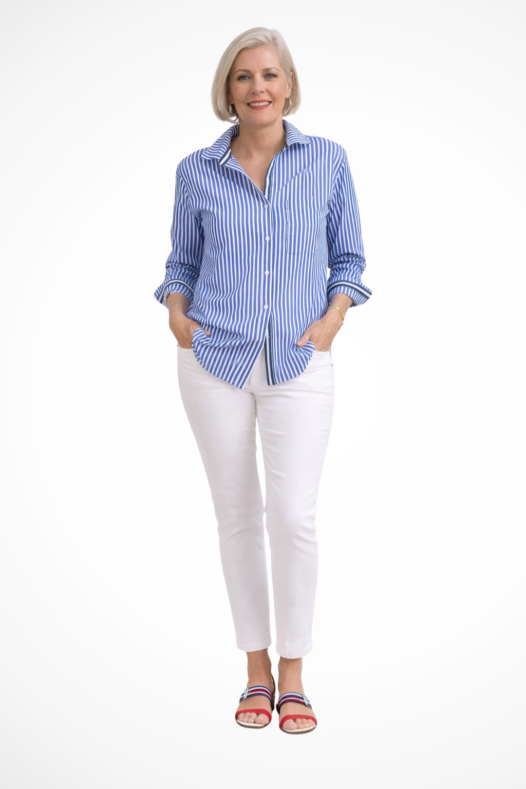 Genevieve Monroe | Pink Striped Classic Cotton Shirt for Women