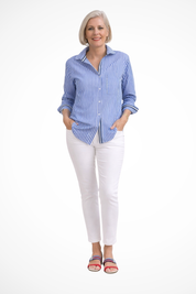 Genevieve Monroe | Pink Striped Classic Cotton Shirt for Women