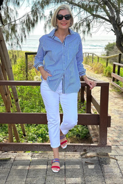 Genevieve Monroe | Pink Striped Classic Cotton Shirt for Women