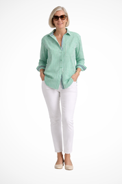 Genevieve Monroe | Pink Striped Classic Cotton Shirt for Women