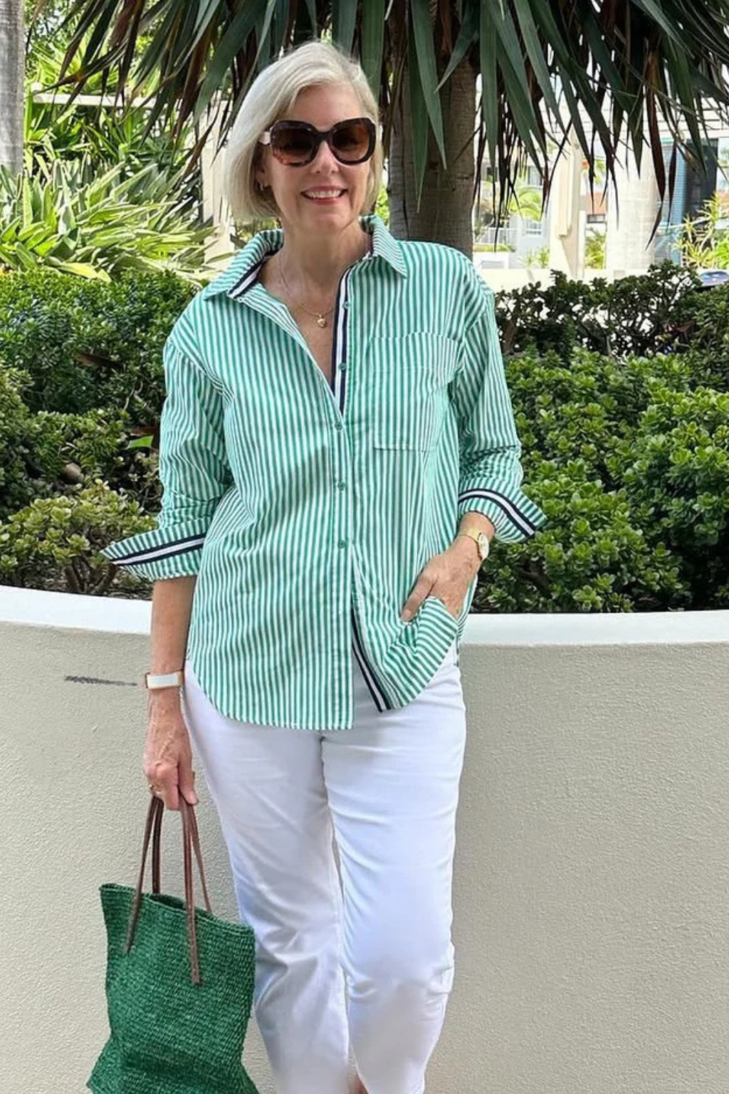 Genevieve Monroe | Pink Striped Classic Cotton Shirt for Women