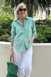 Genevieve Monroe | Pink Striped Classic Cotton Shirt for Women