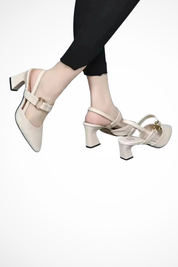 Beatrice Solaine | Black Pointed-Toe Slingback Block Heel
