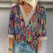 Seraphina Laurent | Bohemian Sequin V-Neck Blouse For Women