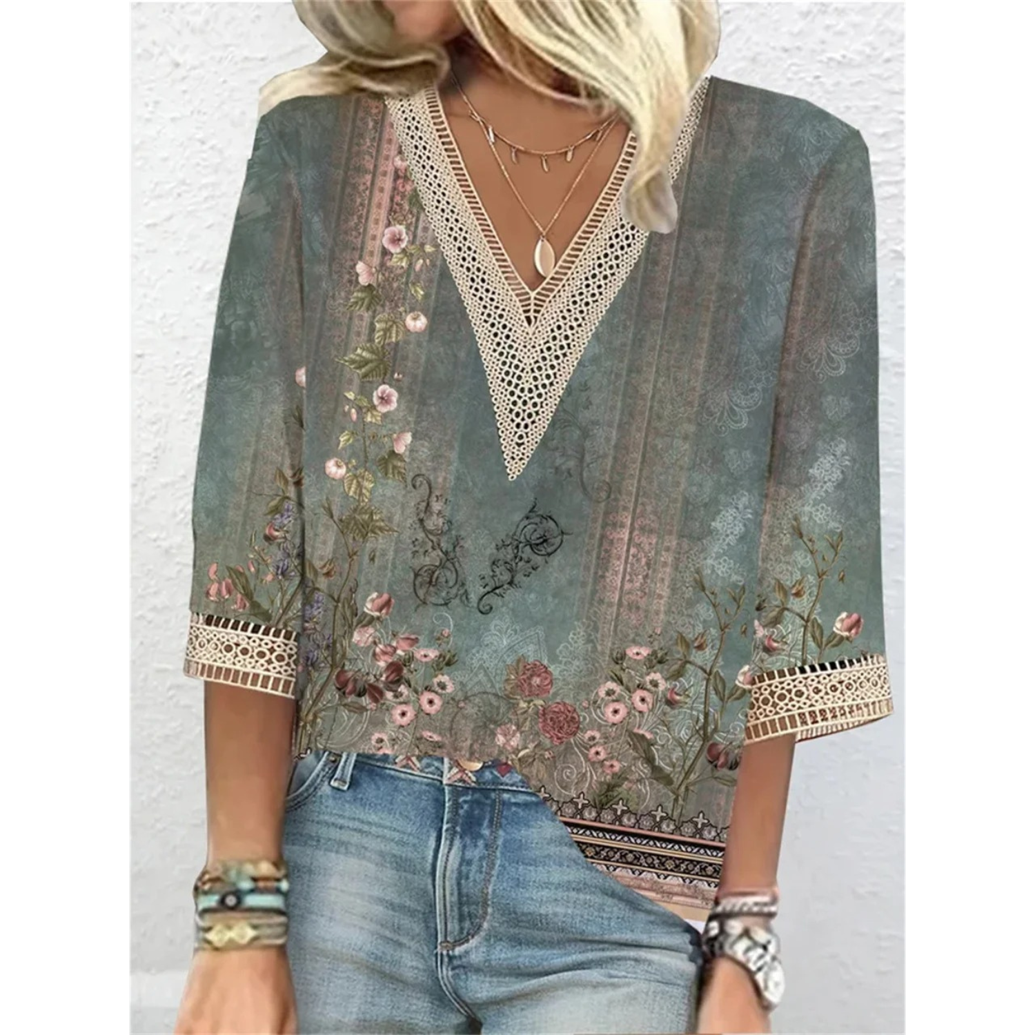 Seraphina Laurent | Bohemian Sequin V-Neck Blouse For Women