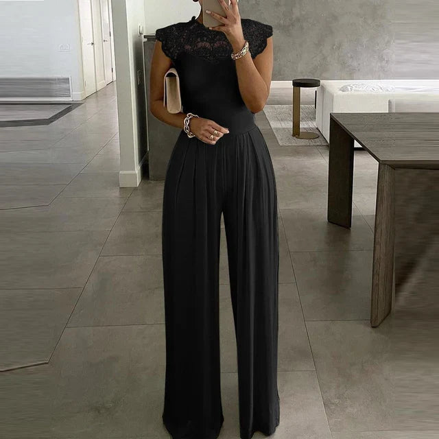 Vivienne Monroe | Elegant Lace Wide Leg Jumpsuit For Women