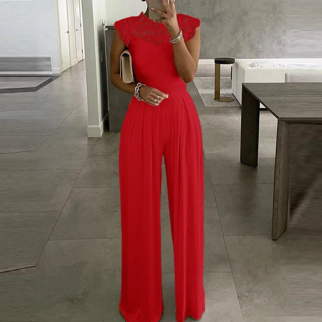 Vivienne Monroe | Elegant Lace Wide Leg Jumpsuit For Women