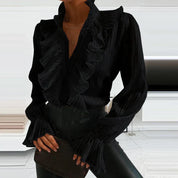 Genevieve Laurent | Elegant Ruffle Pleated Blouse For Women