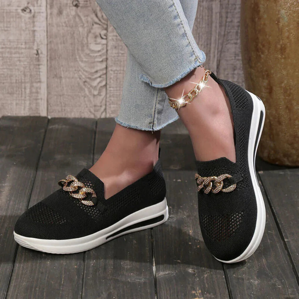 Rosalie Beaumont | Luxury Chain Detail Slip-On Sneakers For Women
