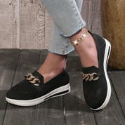 Rosalie Beaumont | Luxury Chain Detail Slip-On Sneakers For Women