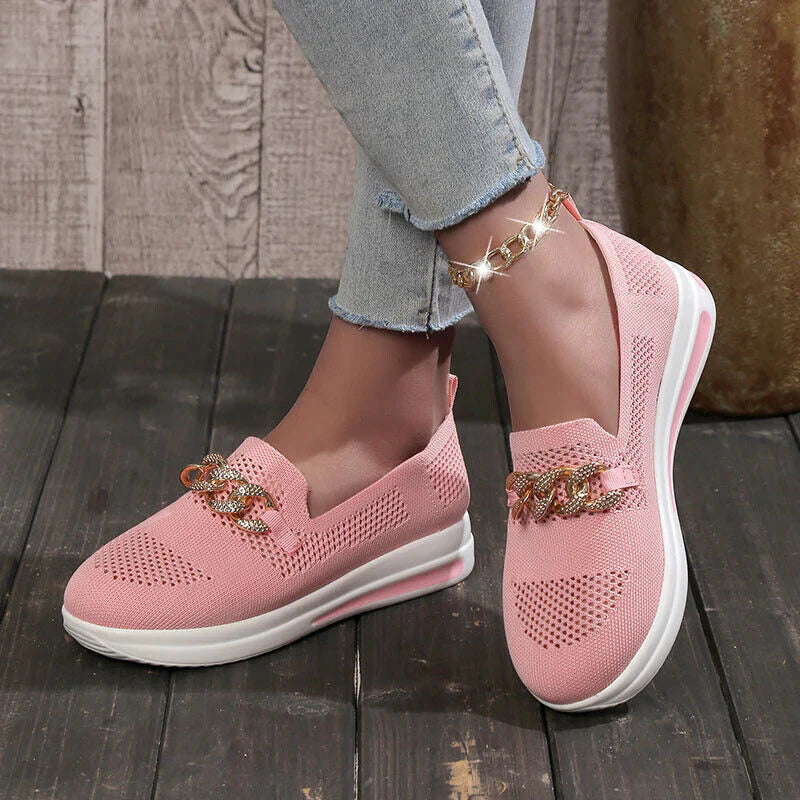Rosalie Beaumont | Luxury Chain Detail Slip-On Sneakers For Women