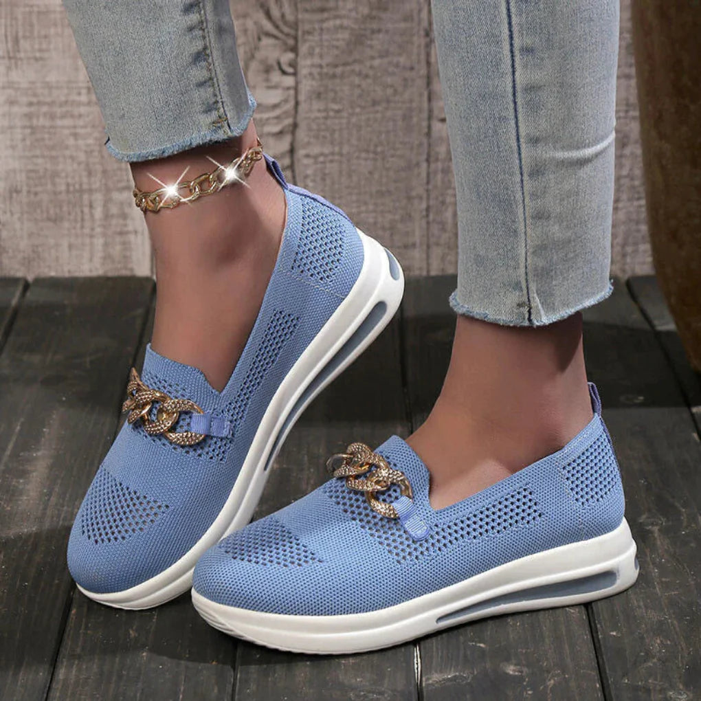 Rosalie Beaumont | Luxury Chain Detail Slip-On Sneakers For Women