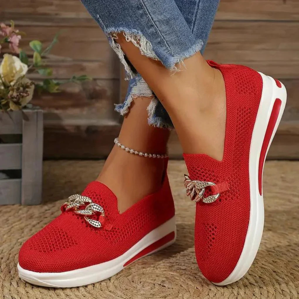 Rosalie Beaumont | Luxury Chain Detail Slip-On Sneakers For Women
