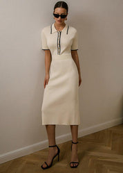 Isabelle Laurent | Ribbed Midi Knit Dress For Women