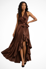 Isabelle Laurent | Satin Halter Maxi Dress For Women