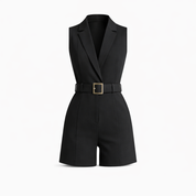 Ivy Waverly | Belted Sleeveless White Romper
