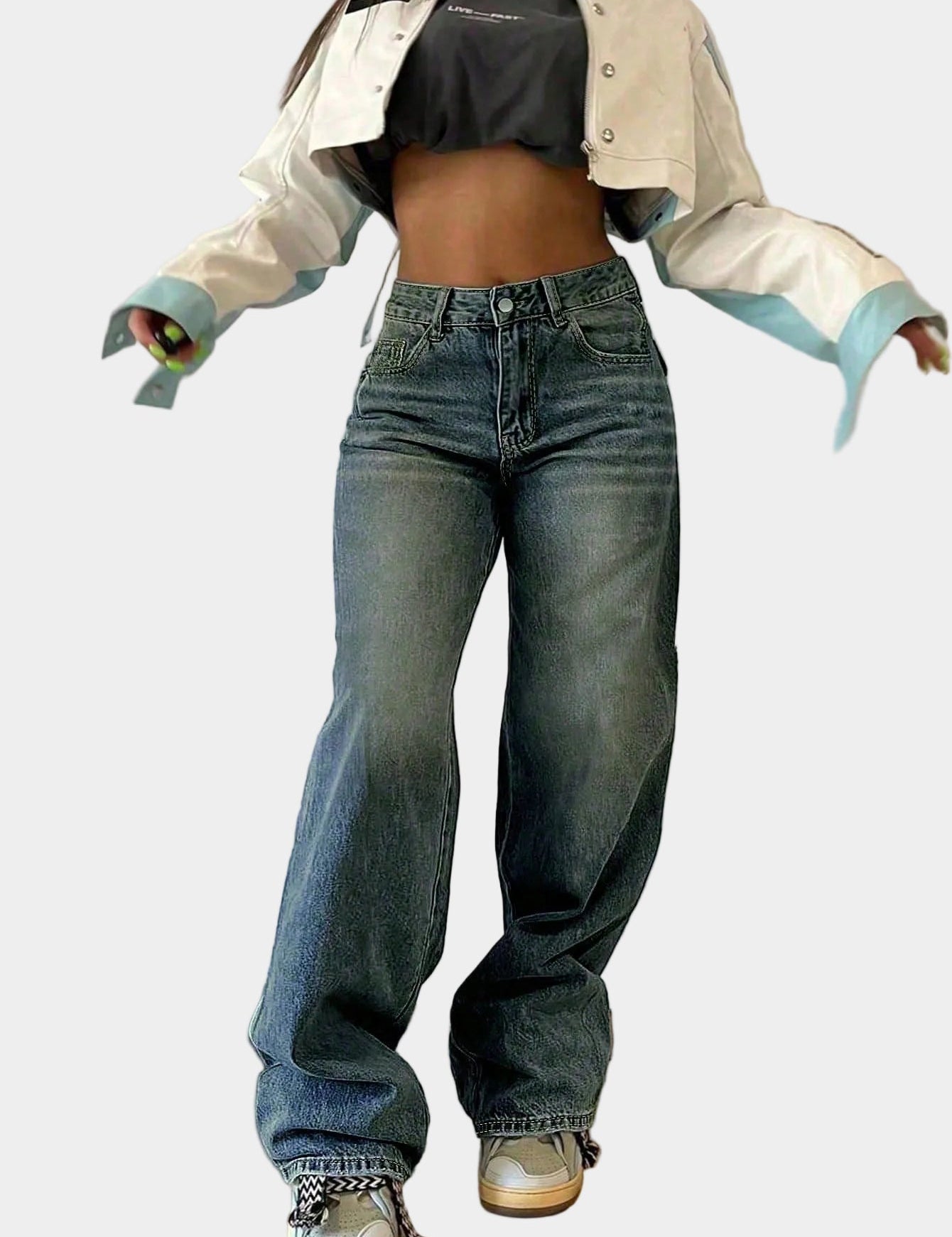 Trisha | Women's Straight-Leg High-Waist Denim Boyfriend Jeans