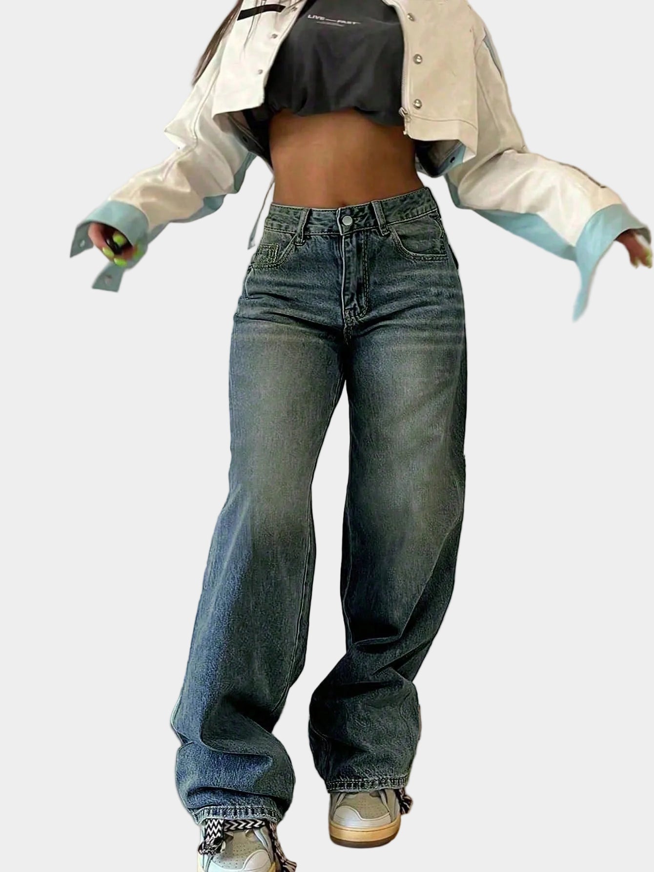 Trisha | Women's Straight-Leg High-Waist Denim Boyfriend Jeans