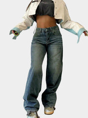 Trisha | Women's Straight-Leg High-Waist Denim Boyfriend Jeans