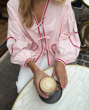 Lindsey Logan | Heart Detail Gingham Blouse For Women