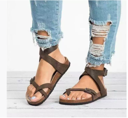 Hannah Boyer | Brown Orthopedic Strap Sandals For Women