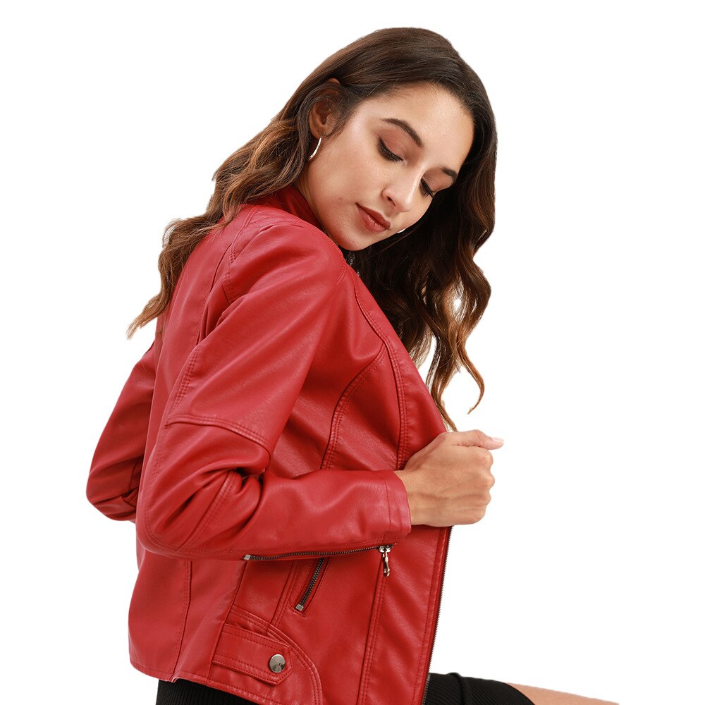Slim fit bikerjack voor dames – Elegant kunstleer met moderne pasvorm