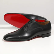 Dorian Whitfield | Navy Blue Oxford Cap Toe Dress Shoes for Men