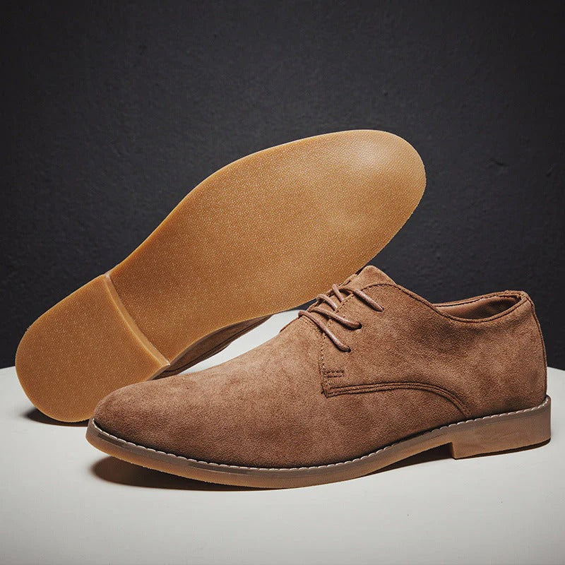 Bastian Renoire | Brown Suede Lace-Up Oxford Shoes for Men
