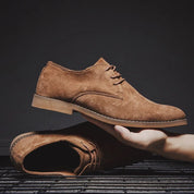 Bastian Renoire | Brown Suede Lace-Up Oxford Shoes for Men