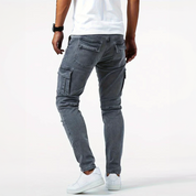 Leonardo Vieri | Slim Fit Grey Cargo Jeans for Men