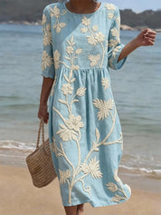 Elena Whitmore | Embroidered Coastal Midi Dress For Women