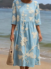 Elena Whitmore | Embroidered Coastal Midi Dress For Women