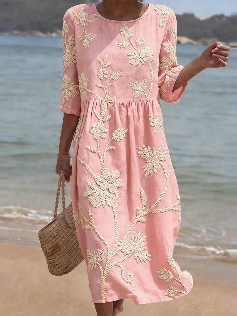 Elena Whitmore | Embroidered Coastal Midi Dress For Women