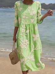 Elena Whitmore | Embroidered Coastal Midi Dress For Women