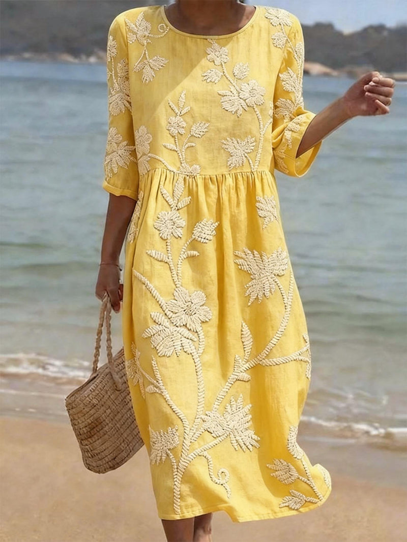 Elena Whitmore | Embroidered Coastal Midi Dress For Women