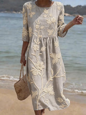 Elena Whitmore | Embroidered Coastal Midi Dress For Women