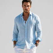 Lorenzo Beaumont | Grey Linen Long-Sleeve Shirt for Men