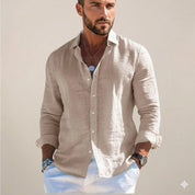 Lorenzo Beaumont | Grey Linen Long-Sleeve Shirt for Men